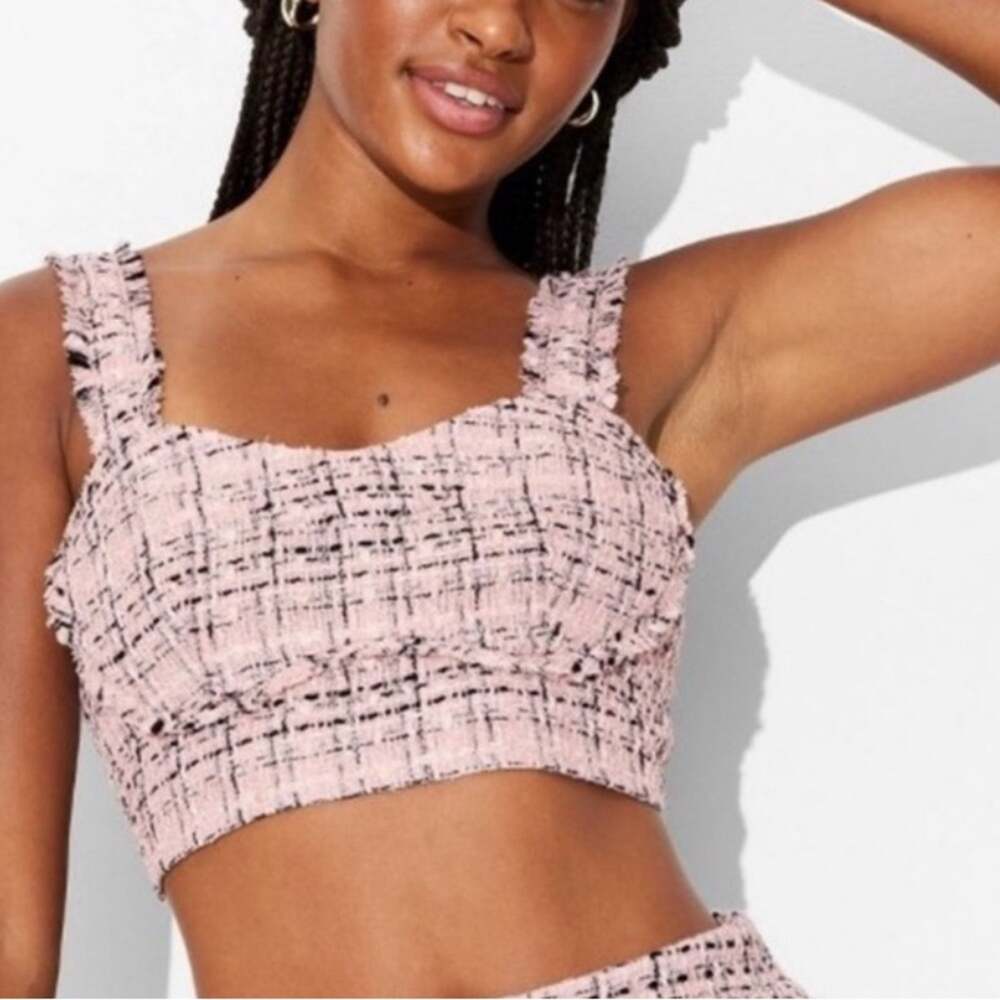 Woman’s Wild Fable Blush Tweed Crop Tank Top Size XL